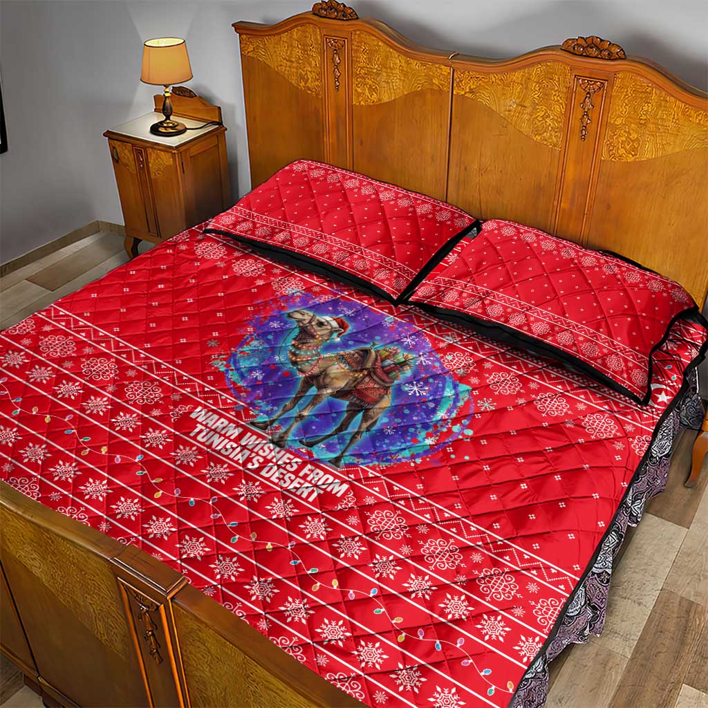 Tunisia Christmas Quilt Bed Set Desert Camel Crescent Snowflake Pattern - African Pride