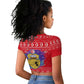 Tunisia Christmas Raglan Cropped T shirt Desert Camel Crescent Snowflake Pattern - African Pride