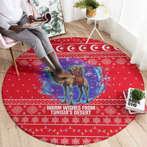 Tunisia Christmas Round Carpet Desert Camel Crescent Snowflake Pattern - African Pride