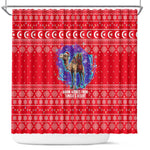 Tunisia Christmas Shower Curtain Desert Camel Crescent Snowflake Pattern - African Pride
