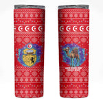 Tunisia Christmas Skinny Tumbler Desert Camel Crescent Snowflake Pattern - African Pride