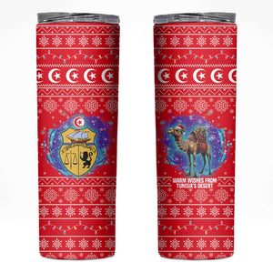 Tunisia Christmas Skinny Tumbler Desert Camel Crescent Snowflake Pattern - African Pride