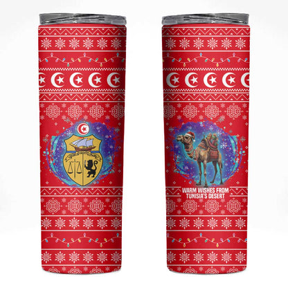 Tunisia Christmas Skinny Tumbler Desert Camel Crescent Snowflake Pattern - African Pride