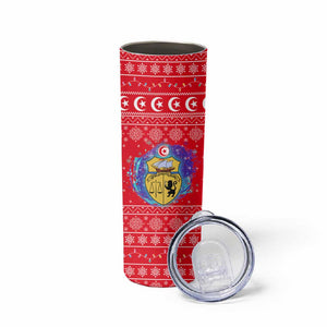 Tunisia Christmas Skinny Tumbler Desert Camel Crescent Snowflake Pattern - African Pride