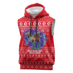 Tunisia Christmas Sleeveless Hoodie Desert Camel Crescent Snowflake Pattern - African Pride