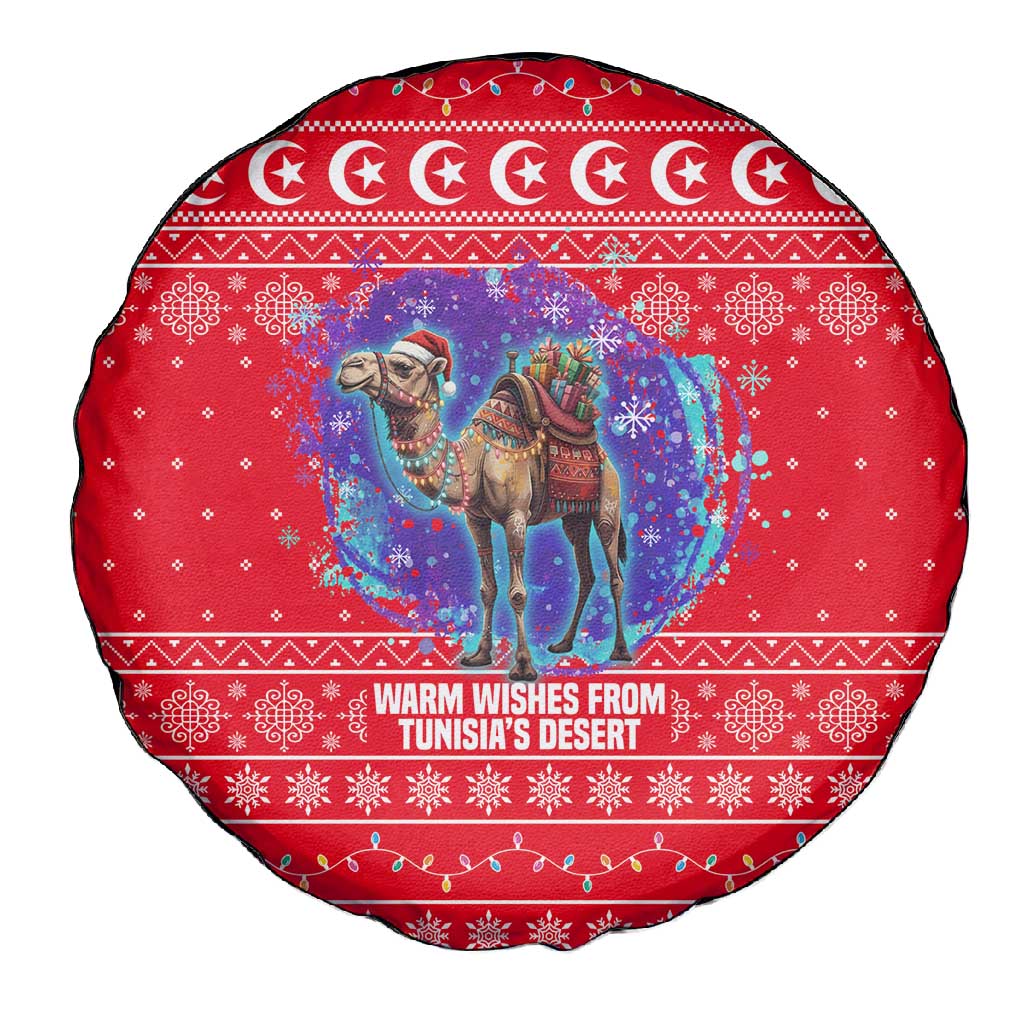 Tunisia Christmas Spare Tire Cover Desert Camel Crescent Snowflake Pattern - African Pride