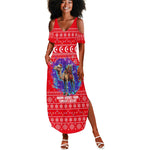 Tunisia Christmas Summer Maxi Dress Desert Camel Crescent Snowflake Pattern - African Pride