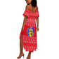 Tunisia Christmas Summer Maxi Dress Desert Camel Crescent Snowflake Pattern - African Pride