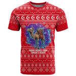 Tunisia Christmas T shirt Desert Camel Crescent Snowflake Pattern - African Pride