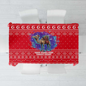 Tunisia Christmas Tablecloth Desert Camel Crescent Snowflake Pattern - African Pride