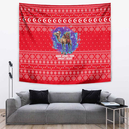 Tunisia Christmas Tapestry Desert Camel Crescent Snowflake Pattern - African Pride