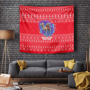 Tunisia Christmas Tapestry Desert Camel Crescent Snowflake Pattern - African Pride