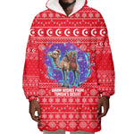 Tunisia Christmas Wearable Blanket Hoodie Desert Camel Crescent Snowflake Pattern - African Pride