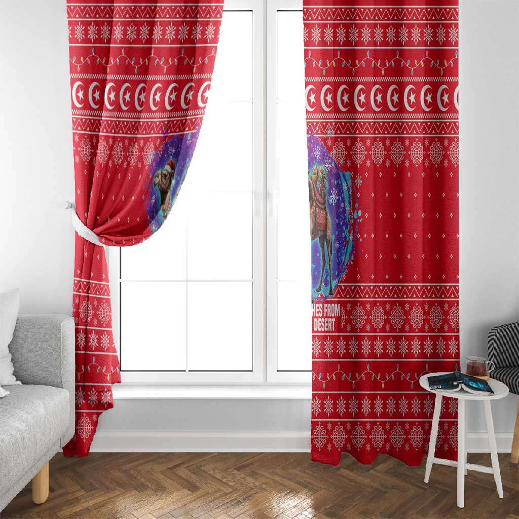 Tunisia Christmas Window Curtain Desert Camel Crescent Snowflake Pattern - African Pride