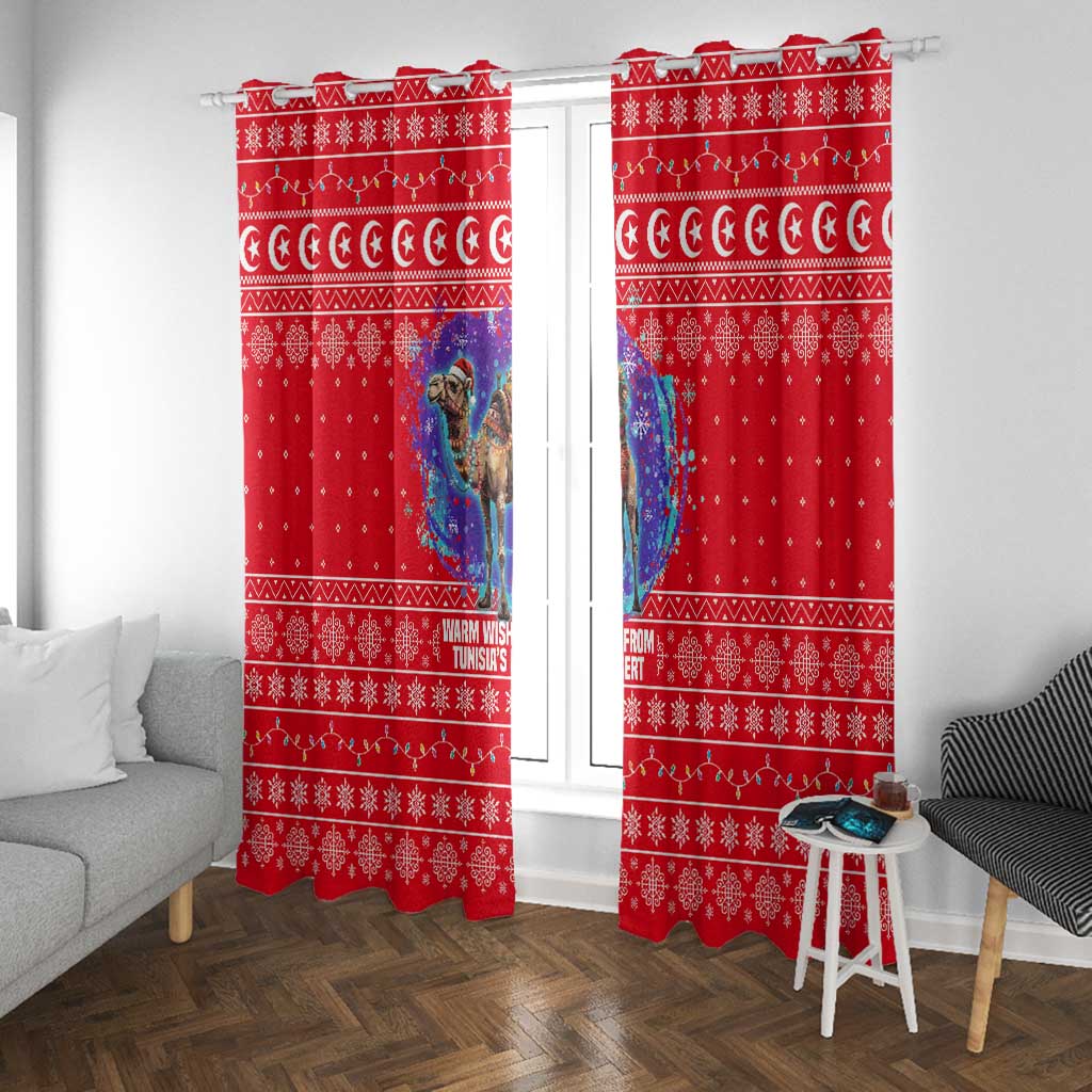 Tunisia Christmas Window Curtain Desert Camel Crescent Snowflake Pattern - African Pride