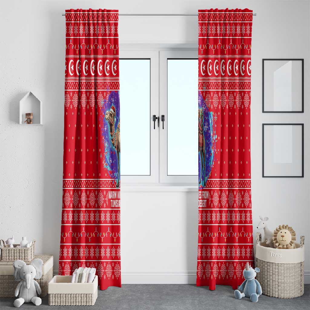 Tunisia Christmas Window Curtain Desert Camel Crescent Snowflake Pattern - African Pride