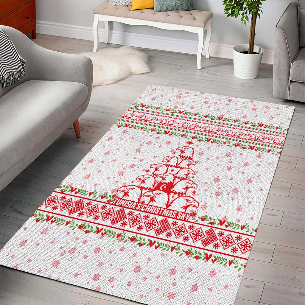 Tunisia Christmas Area Rug Falcon Tree Snowflake and Festive Borders - African Pride