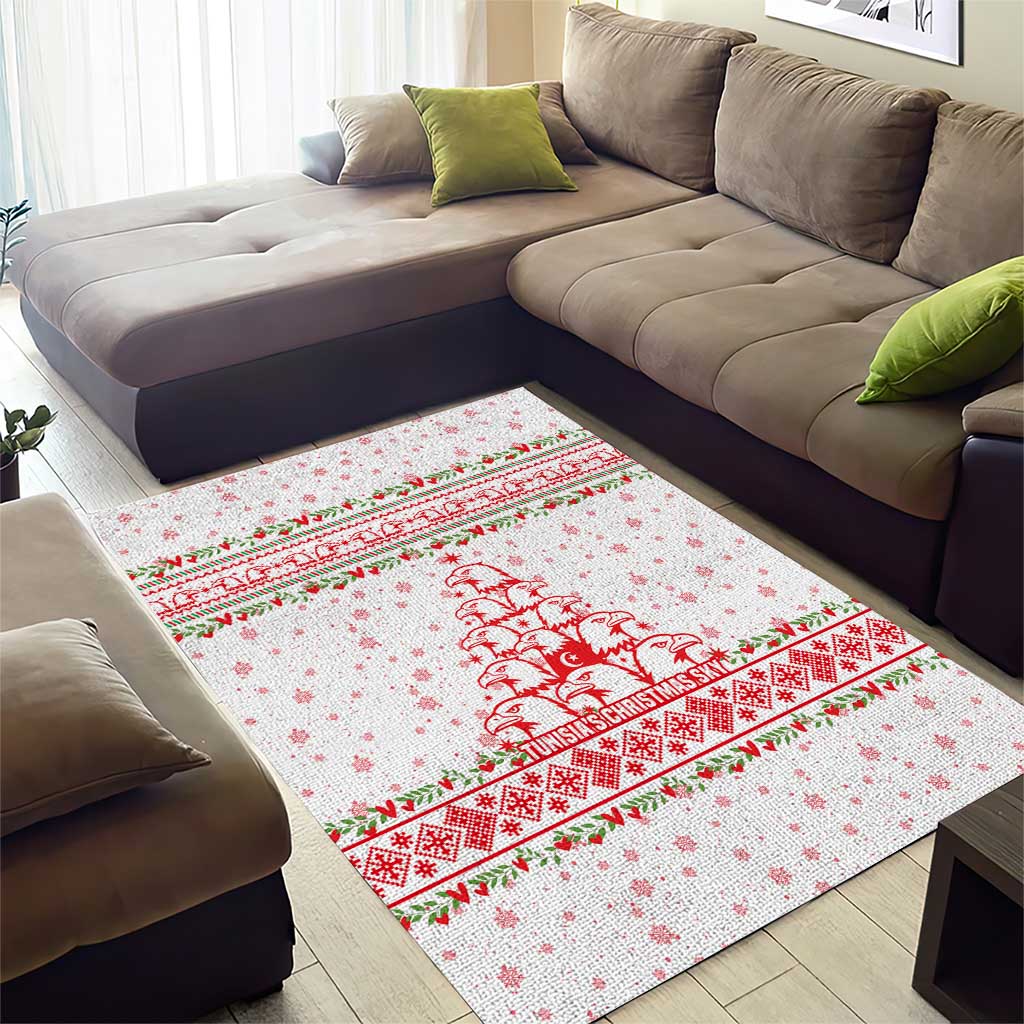 Tunisia Christmas Area Rug Falcon Tree Snowflake and Festive Borders - African Pride