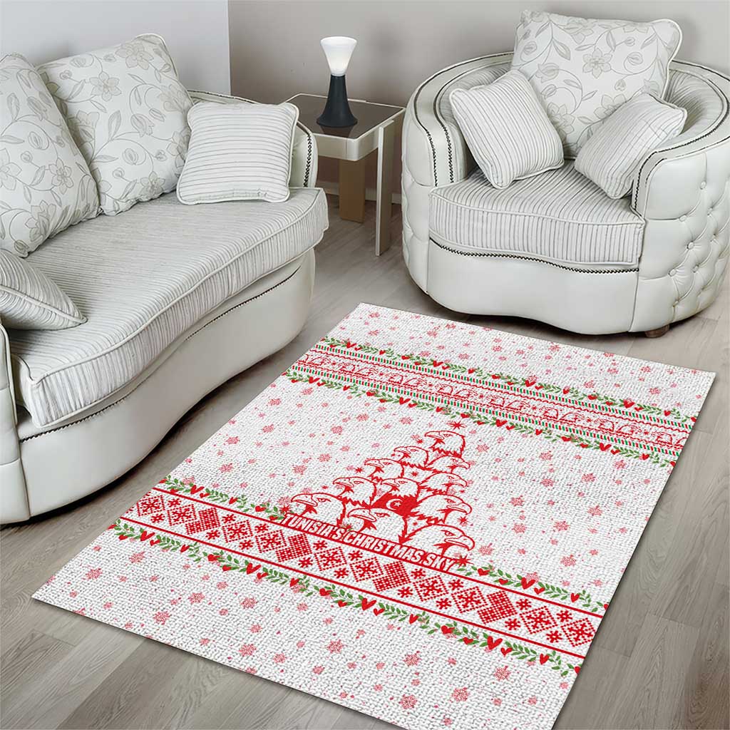 Tunisia Christmas Area Rug Falcon Tree Snowflake and Festive Borders - African Pride