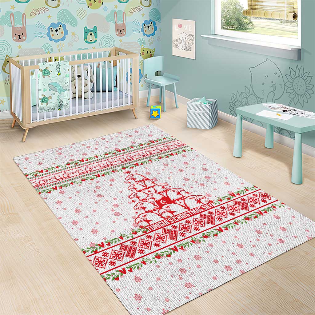 Tunisia Christmas Area Rug Falcon Tree Snowflake and Festive Borders - African Pride