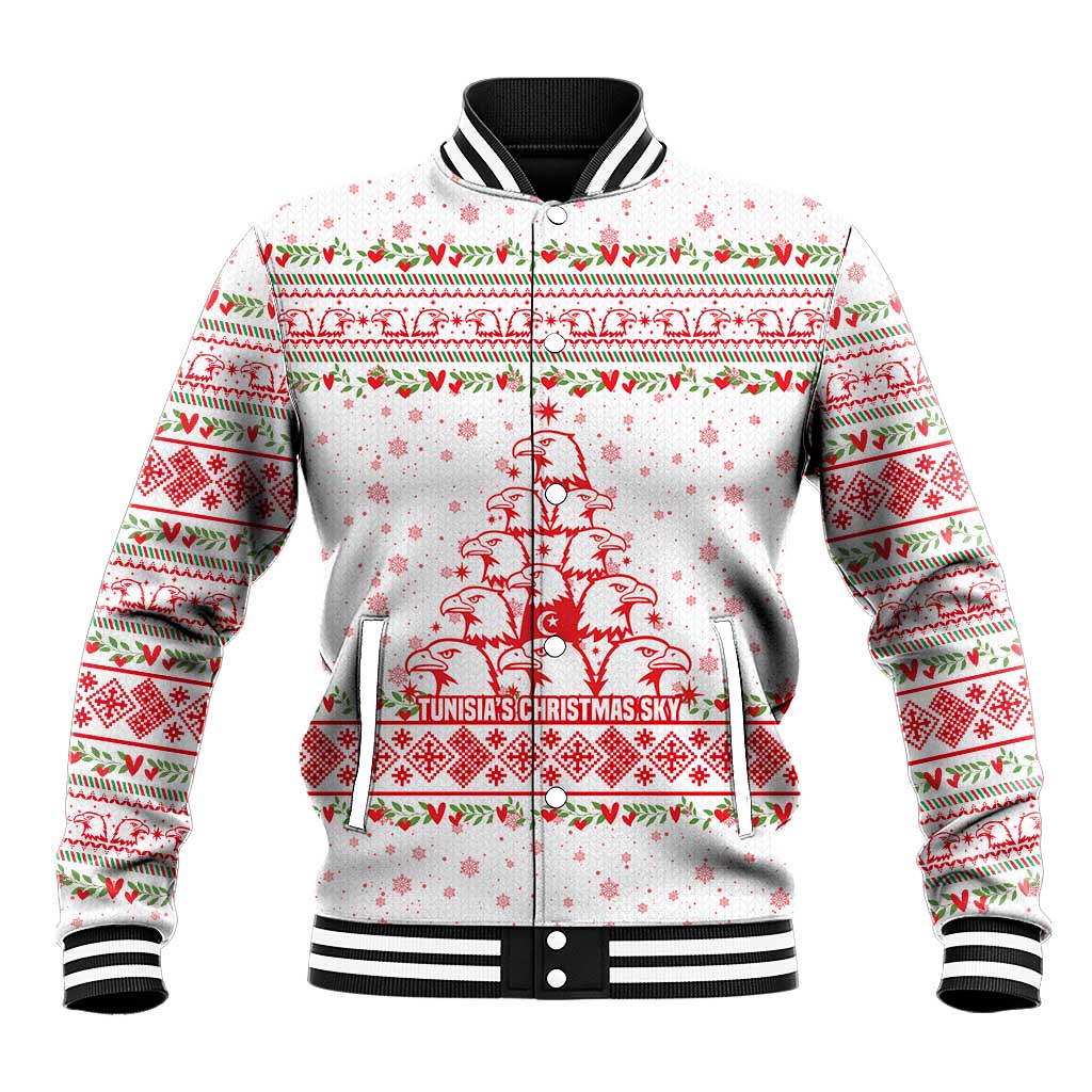 Tunisia Christmas Baseball Jacket Falcon Tree Snowflake and Festive Borders - African Pride