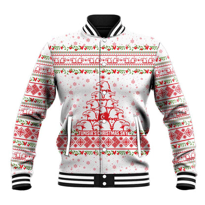 Tunisia Christmas Baseball Jacket Falcon Tree Snowflake and Festive Borders - African Pride