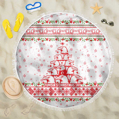 Tunisia Christmas Beach Blanket Falcon Tree Snowflake and Festive Borders - African Pride