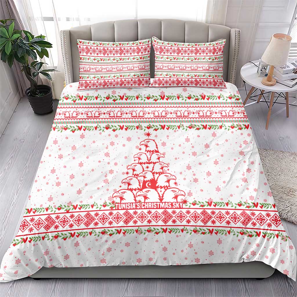 Tunisia Christmas Bedding Set Falcon Tree Snowflake and Festive Borders - African Pride