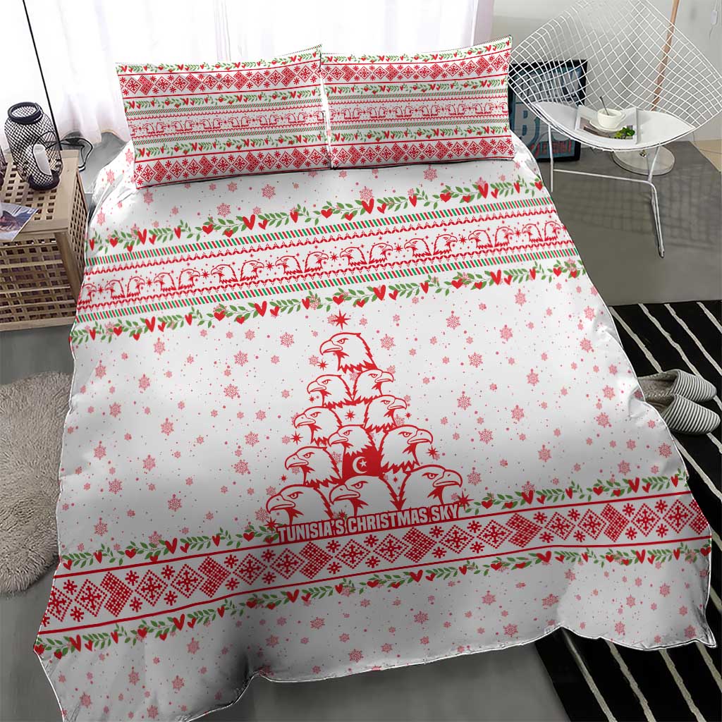 Tunisia Christmas Bedding Set Falcon Tree Snowflake and Festive Borders - African Pride