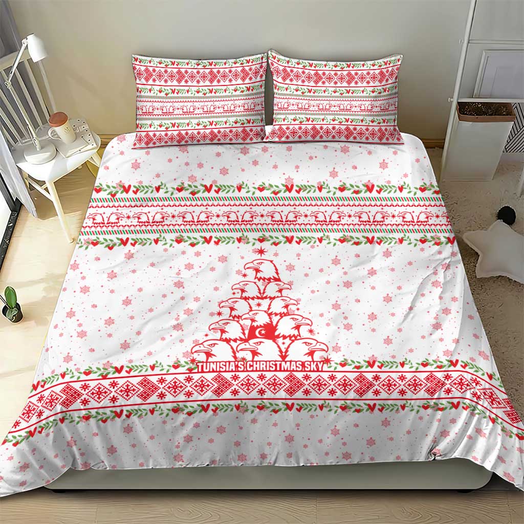 Tunisia Christmas Bedding Set Falcon Tree Snowflake and Festive Borders - African Pride