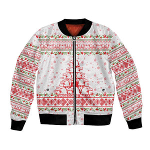 Tunisia Christmas Bomber Jacket Falcon Tree Snowflake and Festive Borders - African Pride