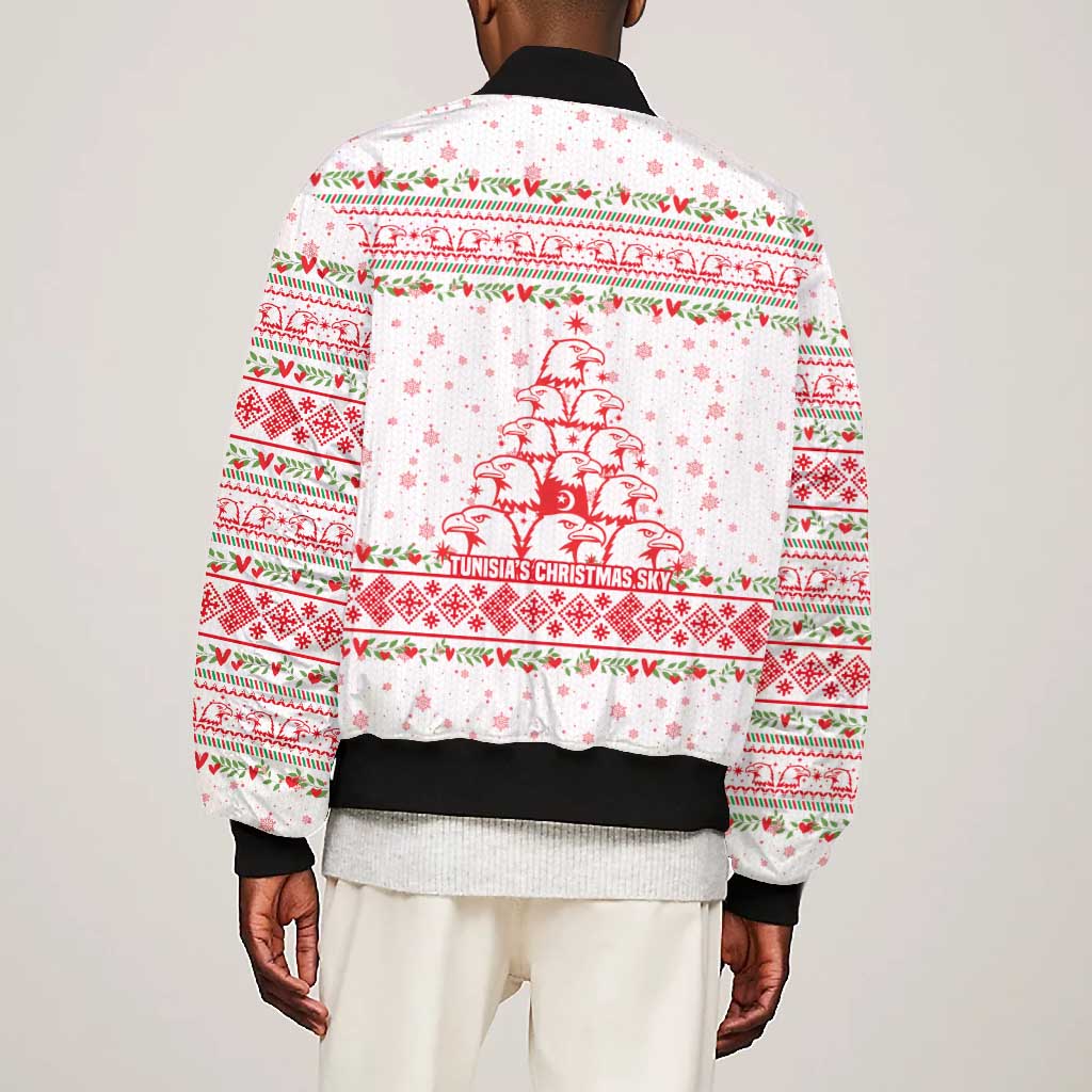 Tunisia Christmas Bomber Jacket Falcon Tree Snowflake and Festive Borders - African Pride