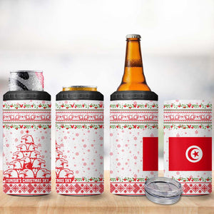 Tunisia Christmas 4 in 1 Can Cooler Tumbler Falcon Tree Snowflake and Festive Borders - African Pride