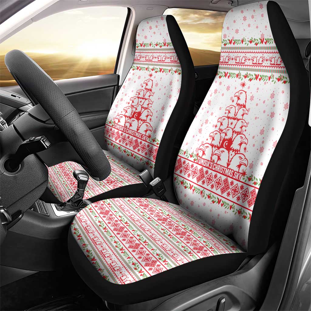Tunisia Christmas Car Seat Cover Falcon Tree Snowflake and Festive Borders - African Pride