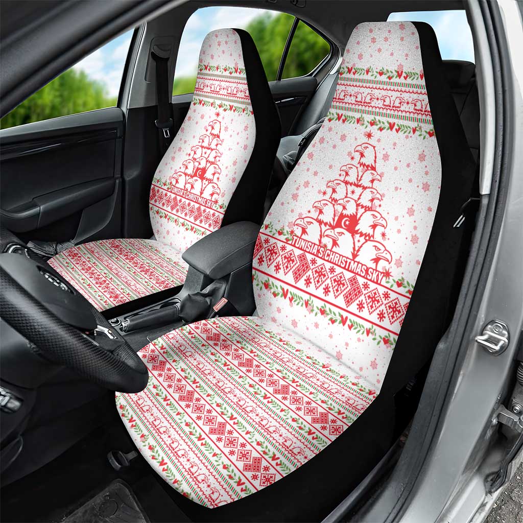 Tunisia Christmas Car Seat Cover Falcon Tree Snowflake and Festive Borders - African Pride