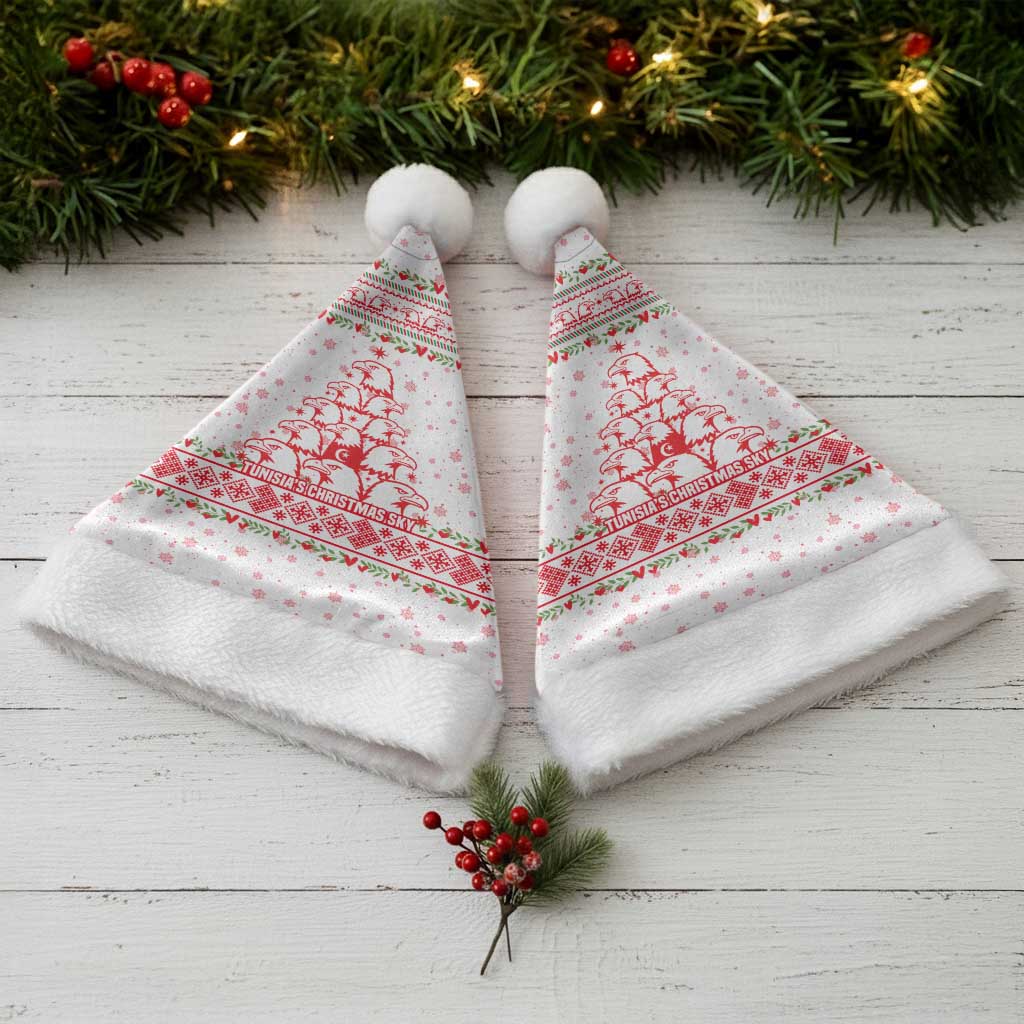 Tunisia Christmas Santa Hat Falcon Tree Snowflake and Festive Borders - African Pride