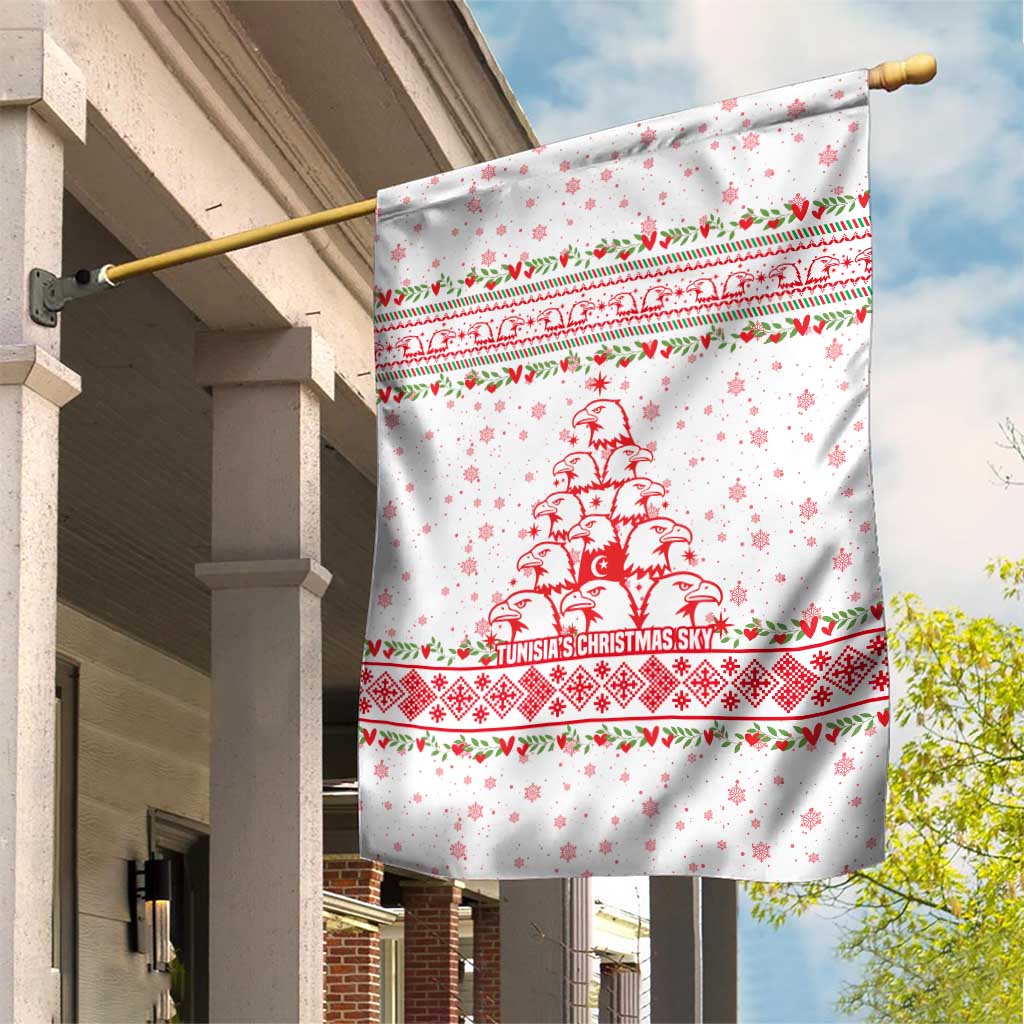 Tunisia Christmas Garden Flag Falcon Tree Snowflake and Festive Borders - African Pride