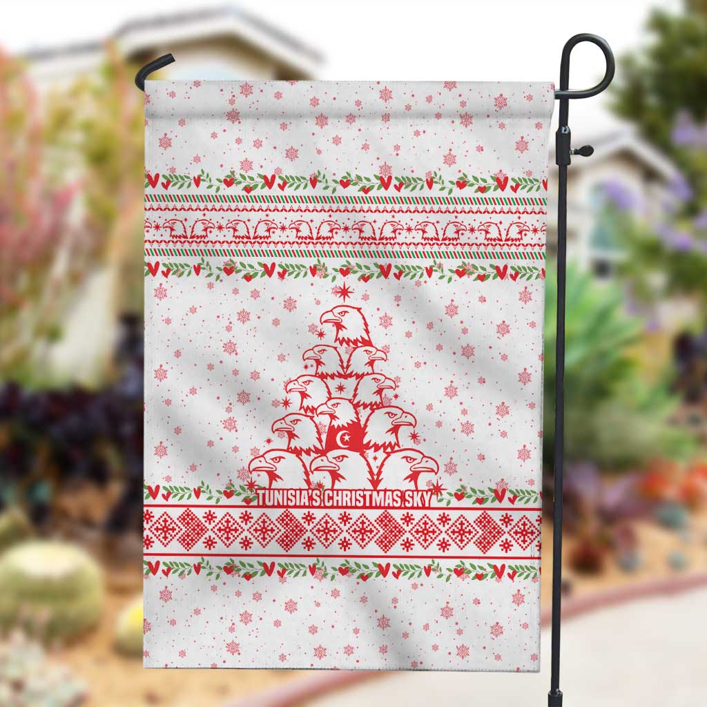 Tunisia Christmas Garden Flag Falcon Tree Snowflake and Festive Borders - African Pride