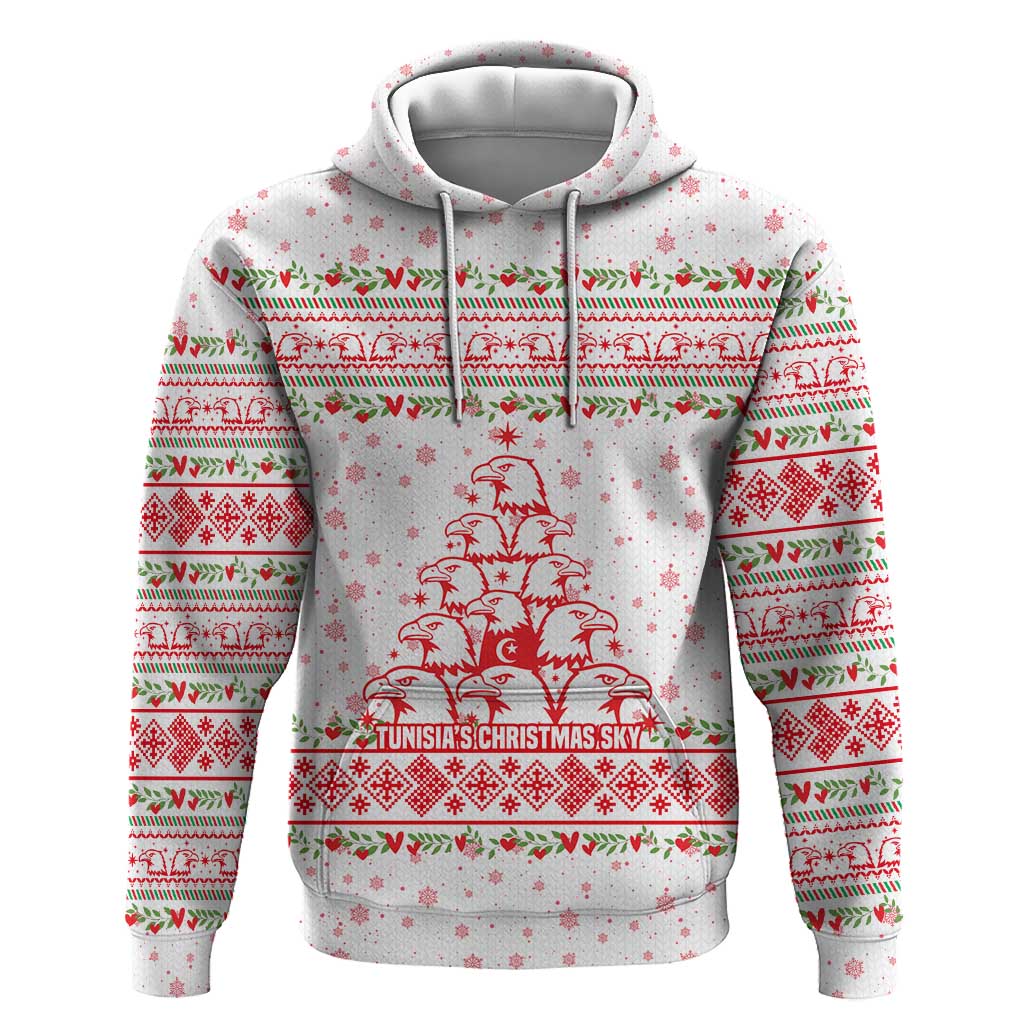Tunisia Christmas Hoodie Falcon Tree Snowflake and Festive Borders - African Pride