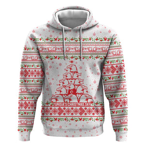 Tunisia Christmas Hoodie Falcon Tree Snowflake and Festive Borders - African Pride