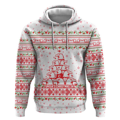 Tunisia Christmas Hoodie Falcon Tree Snowflake and Festive Borders - African Pride