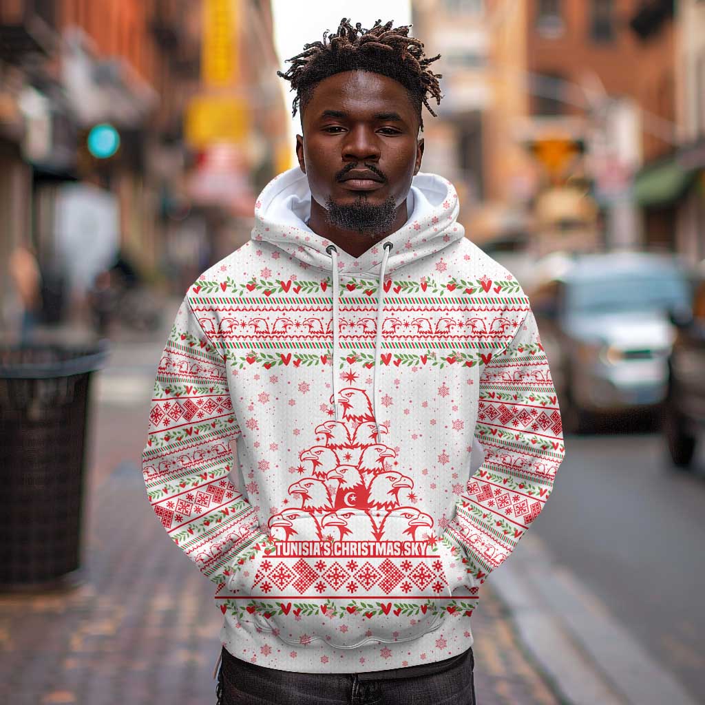 Tunisia Christmas Hoodie Falcon Tree Snowflake and Festive Borders - African Pride