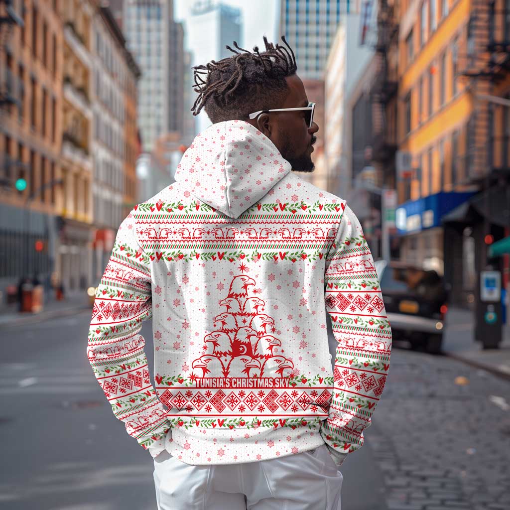 Tunisia Christmas Hoodie Falcon Tree Snowflake and Festive Borders - African Pride