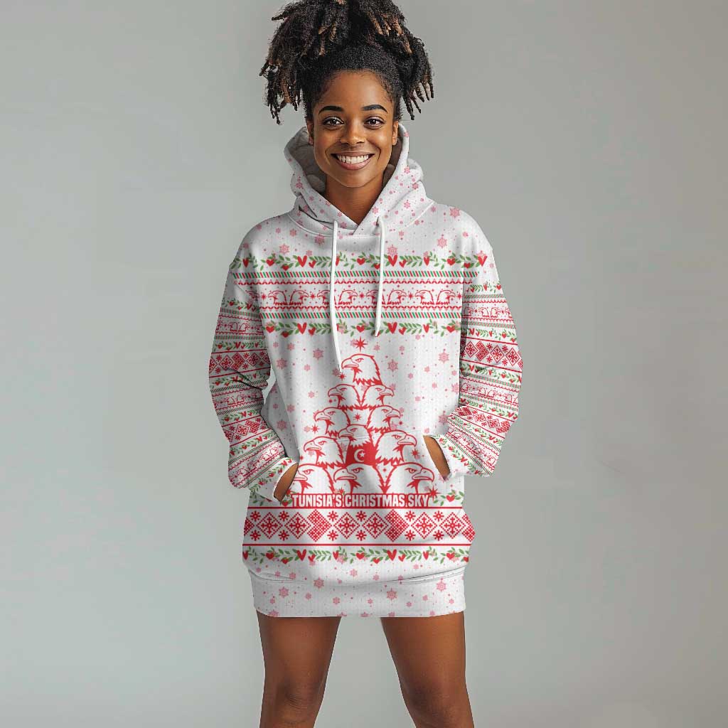 Tunisia Christmas Hoodie Dress Falcon Tree Snowflake and Festive Borders - African Pride