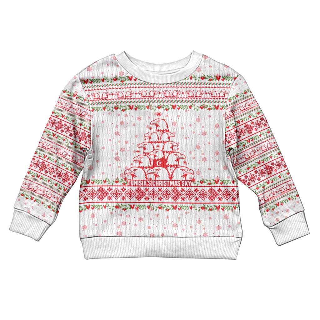 Tunisia Christmas Kid Ugly Christmas Sweater Falcon Tree Snowflake and Festive Borders - African Pride