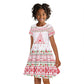 Tunisia Christmas Kid Short Sleeve Dress Falcon Tree Snowflake and Festive Borders - African Pride