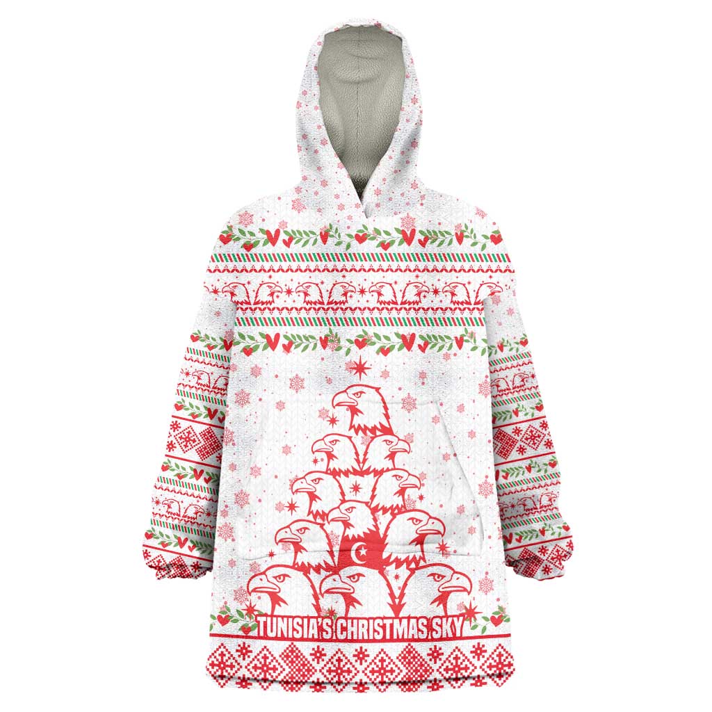 Tunisia Christmas Kid Wearable Blanket Hoodie Falcon Tree Snowflake and Festive Borders - African Pride