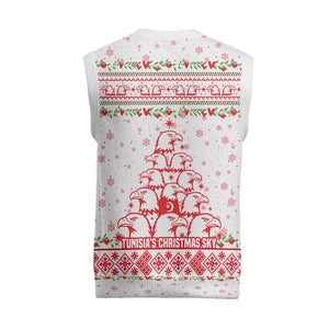 Tunisia Christmas Knitted V-Neck Vest Falcon Tree Snowflake and Festive Borders - African Pride