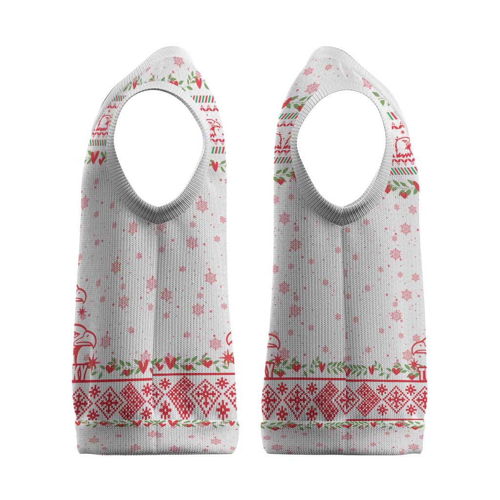 Tunisia Christmas Knitted V-Neck Vest Falcon Tree Snowflake and Festive Borders - African Pride