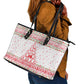 Tunisia Christmas Leather Tote Bag Falcon Tree Snowflake and Festive Borders - African Pride